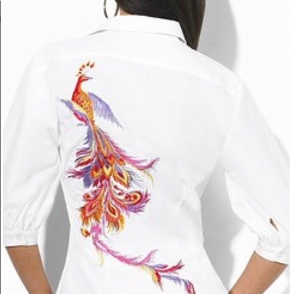 Lauren Ralph Lauren Embroidered Peacock Blouse